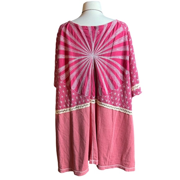 Free People We The Free Thunder Road Tee Red Cotton Embroidered Kimono Large - Picture 4 of 7